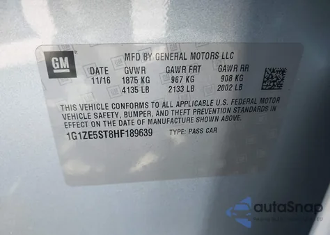 2017 Chevrolet Malibu 1Lt z USA, uszkodzony, nr VIN 1G1ZE5ST8HF189639